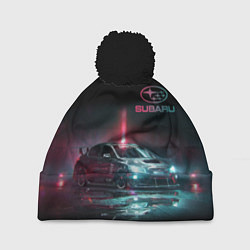 Шапка с помпоном SUBARUСпина, цвет: 3D-черный