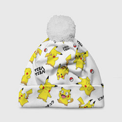 Шапка с помпоном ПИКАЧУ, цвет: 3D-белый