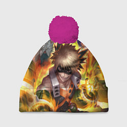 Шапка с помпоном MY HERO ACADEMIA пламя, цвет: 3D-малиновый