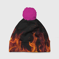 Шапка c помпоном ОГОНЬ