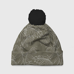 Шапка с помпоном Листья пальмы, цвет: 3D-черный