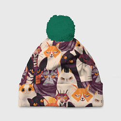 Шапка с помпоном КОТИКИ, цвет: 3D-зеленый