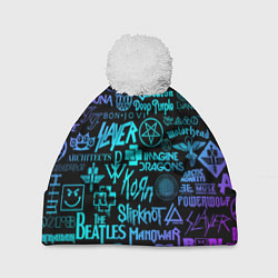 Шапка c помпоном ЛОГОТИПЫ РОК ГРУПП