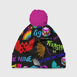 Шапка с помпоном 6IX9INE, цвет: 3D-малиновый