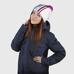 Шапка с помпоном СБОРНАЯ ФРАНЦИЯ, цвет: 3D-малиновый — фото 2