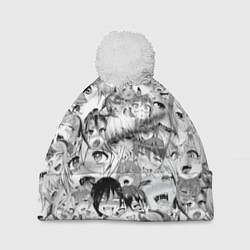 Шапка c помпоном Ahegao monochrome