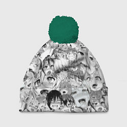 Шапка с помпоном Ahegao monochrome, цвет: 3D-зеленый