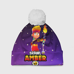 Шапка с помпоном BRAWL STARS AMBER, цвет: 3D-белый