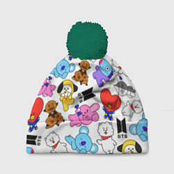 Шапка с помпоном BTS BT21, цвет: 3D-зеленый