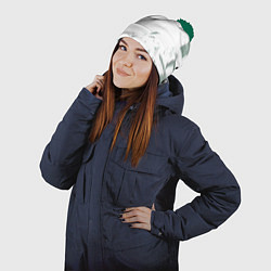 Шапка с помпоном Разбитое стекло, цвет: 3D-зеленый — фото 2