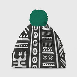 Шапка с помпоном Этнический узор, цвет: 3D-зеленый