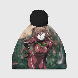 Шапка с помпоном Аска Евангелион, цвет: 3D-черный