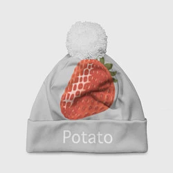 Шапка с помпоном Strawberry potatoes, цвет: 3D-белый