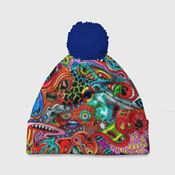 Шапка c помпоном Яркая абстракция bright abstraction