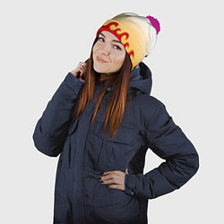 Шапка с помпоном ШИНДЖУРО РЕНГОКУ KNY, цвет: 3D-малиновый — фото 2