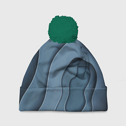 Шапка с помпоном Абстракция бумажные волны, цвет: 3D-зеленый