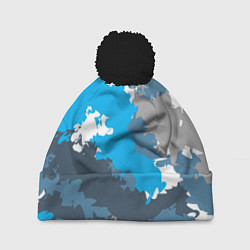 Шапка с помпоном Камуфляж ледяной, цвет: 3D-черный