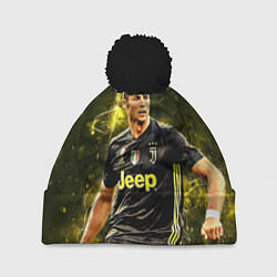 Шапка с помпоном Cristiano Ronaldo Juventus, цвет: 3D-черный