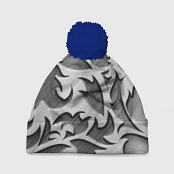 Шапка с помпоном Монохромный узор, цвет: 3D-тёмно-синий