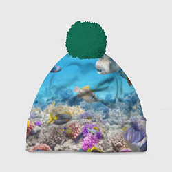 Шапка с помпоном Морской мир, цвет: 3D-зеленый