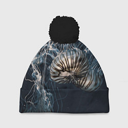 Шапка с помпоном Рисунок медуза, цвет: 3D-черный
