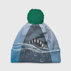 Шапка с помпоном Акула под водой, цвет: 3D-зеленый