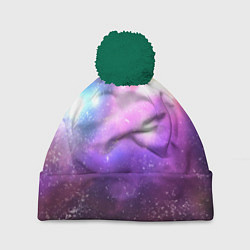 Шапка c помпоном Космос, сияние и звезды