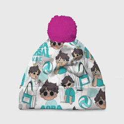 Шапка с помпоном ТООРУ ОЙКАВА OIKAWA TORU, цвет: 3D-малиновый