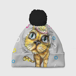 Шапка c помпоном Котик