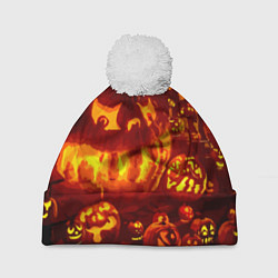 Шапка с помпоном Тыквы на Хэллоуин, цвет: 3D-белый