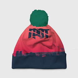 Шапка с помпоном ГРОТ ЛОГО НА ФОНЕ ЗАКАТА, цвет: 3D-зеленый