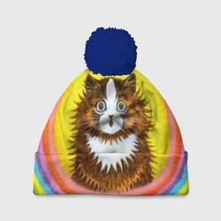 Шапка с помпоном Радужный кот Луиса Уэйна, цвет: 3D-тёмно-синий
