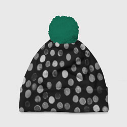 Шапка с помпоном Кружочки на черном фоне, цвет: 3D-зеленый