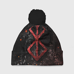 Шапка с помпоном BERSERK LOGO GRUNGE RED, цвет: 3D-черный