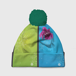 Шапка с помпоном Цветное рождество Snowflake, цвет: 3D-зеленый