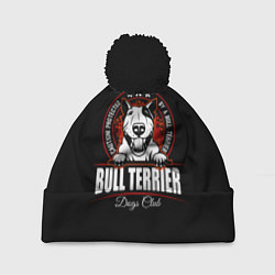 Шапка с помпоном Бультерьер Bull Terrier, цвет: 3D-черный