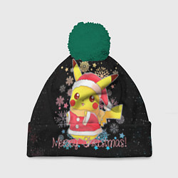 Шапка с помпоном MERRY CHRISTMAS ПИКАЧУ 2022 ПОКЕМОНЫ, цвет: 3D-зеленый