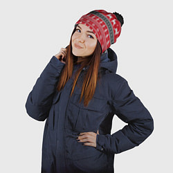 Шапка с помпоном НОВОГОДНИЙ УЗОР С ОЛЕНЯМИ, цвет: 3D-черный — фото 2