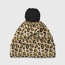Шапка с помпоном Пятна Дикого Леопарда, цвет: 3D-черный