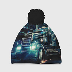 Шапка с помпоном Американский Грузовик Дальнобой 2022, цвет: 3D-черный