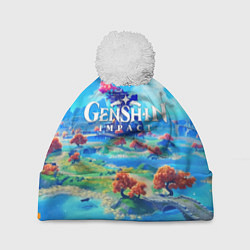 Шапка с помпоном МИР ГЕНШИН ИМПАКТ WORLD GENSHIN IMPACT, цвет: 3D-белый