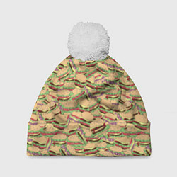Шапка с помпоном Гамбургеры Hamburgers, цвет: 3D-белый
