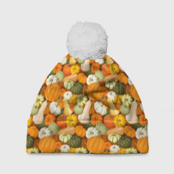 Шапка с помпоном Тыквы Pumpkin, цвет: 3D-белый