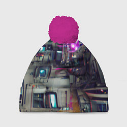 Шапка с помпоном Инженерия, цвет: 3D-малиновый