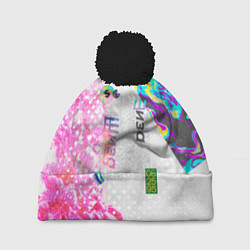 Шапка с помпоном Шаза Психоделика, цвет: 3D-черный