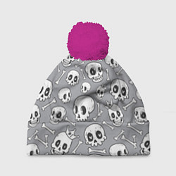 Шапка с помпоном Skulls & bones, цвет: 3D-малиновый