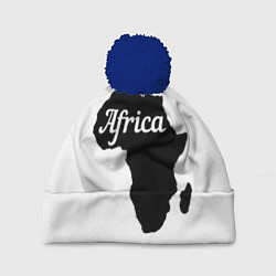 Шапка c помпоном Африка черно-белая двусторонняя