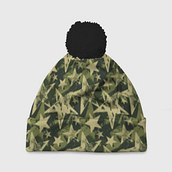 Шапка с помпоном Star camouflage, цвет: 3D-черный