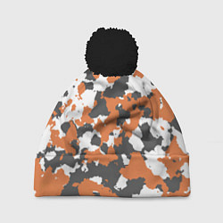 Шапка с помпоном Orange Camo, цвет: 3D-черный