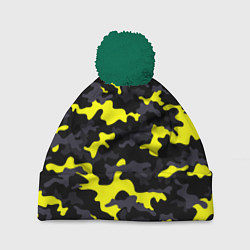 Шапка c помпоном Black Camo